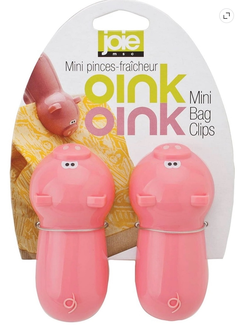 New International Joie Oink Oink Mini Bag Clips, Set of 2